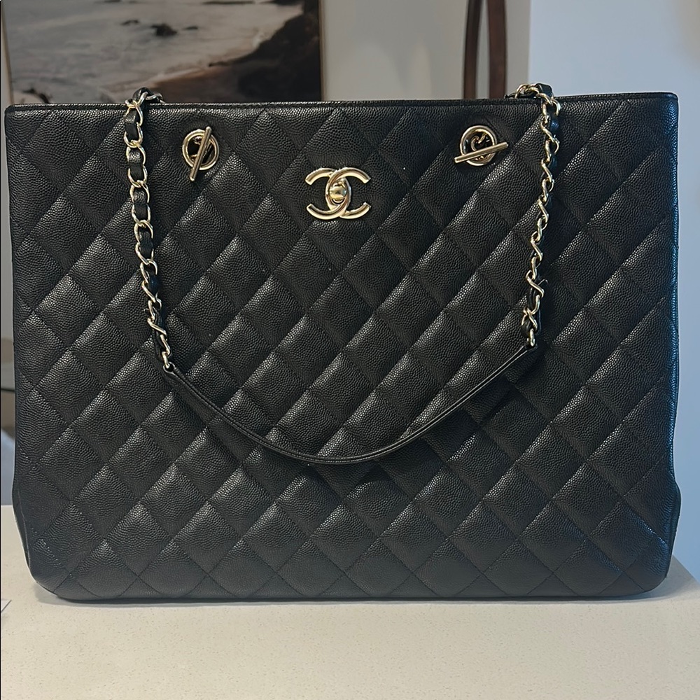 Chanel Black Quilted Leather Tote Bag